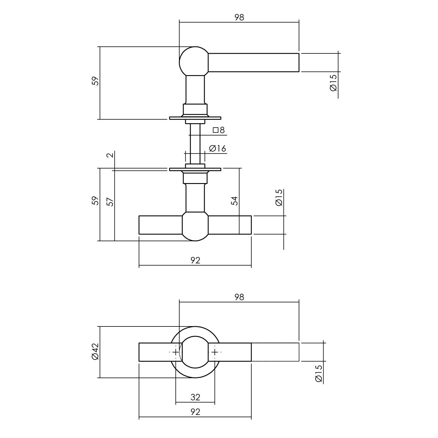 Deurkruk L/T Bol op rond rozet ø42x2 mm rvs geborsteld