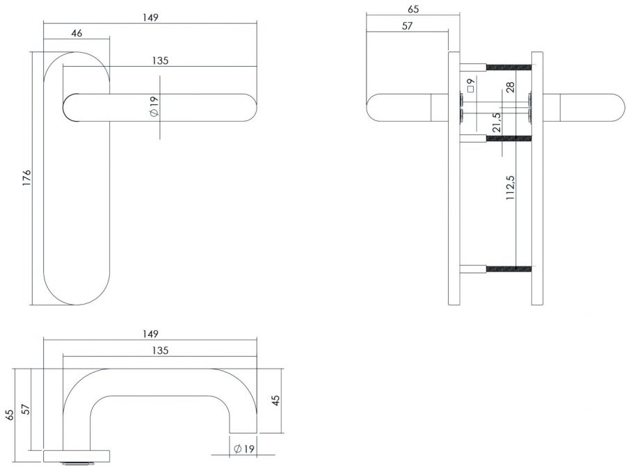 tek. Kruk brandvertragend op blind schild RVS -Intersteel 0035.077511 -Deurbeslag-en-meer.nl