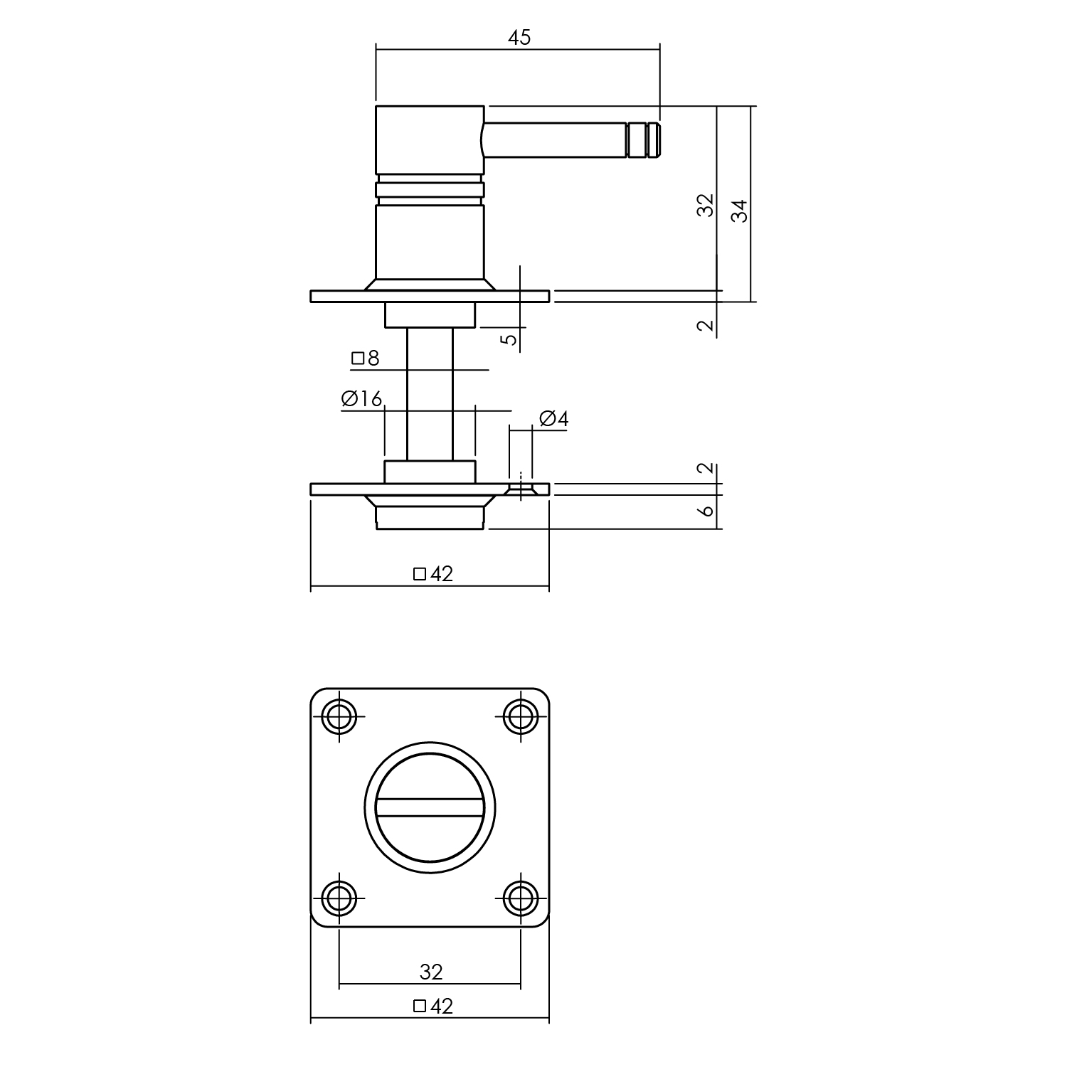 Rozet toilet-/badkamersluiting rond 42x2mm schroefgat rvs geborsteld 8mm-Deurbeslag-en-meer.nl