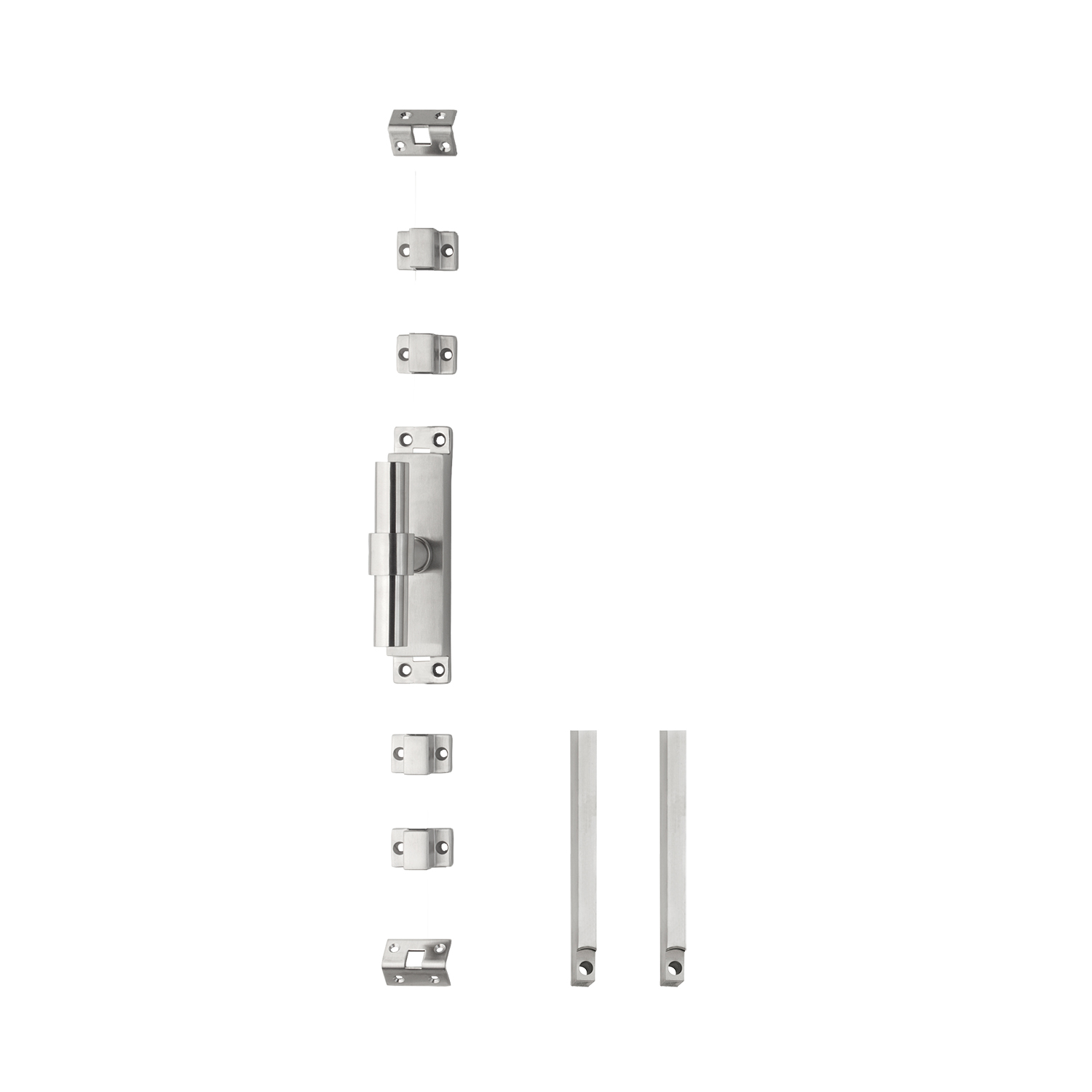 Krukespagnolet links T-recht met stangenset RVS geborsteld -Intersteel 0035.562048b -Deurbeslag-en-meer.nl