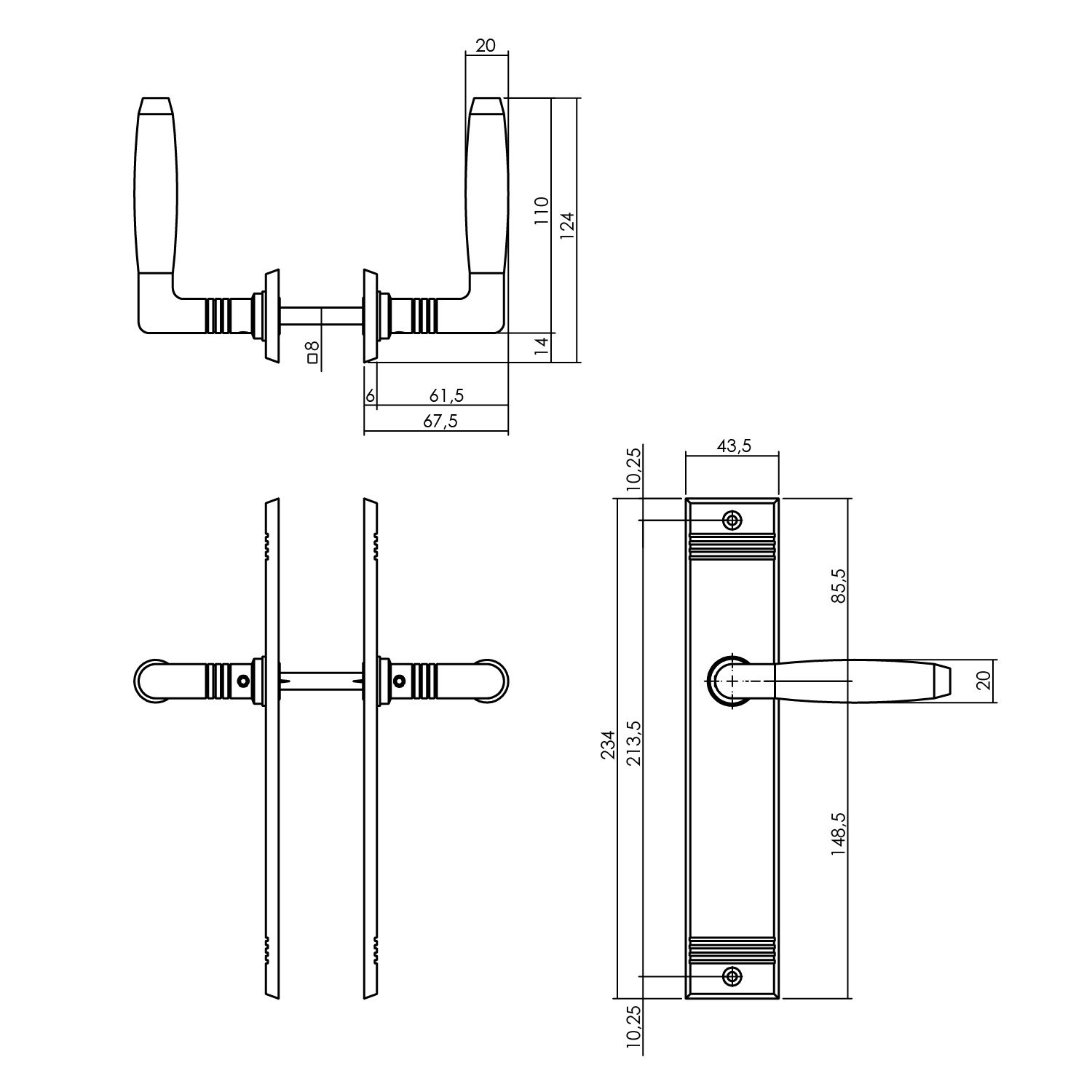 tek. Deurkruk Ton Basic met blind schild nikkel -Intersteel 0018.023811 -Deurbeslag-en-meer.nl