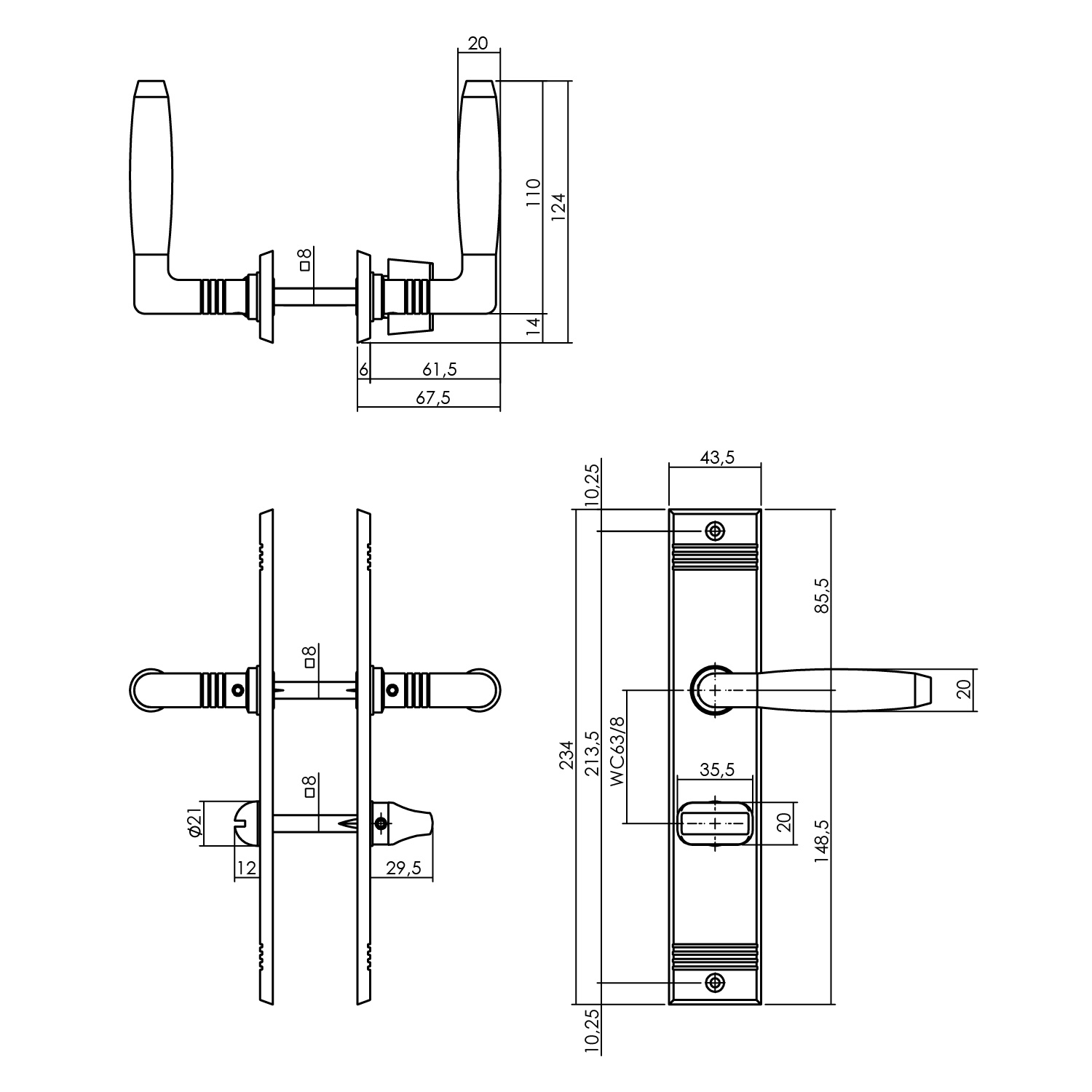 Deurkruk Ton Basic met schild WC63/8mm nikkel -Intersteel 0018.023865 -Deurbeslag-en-meer.nl