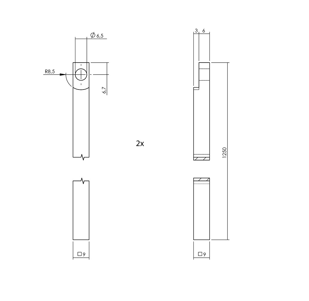 Krukespagnolet rechts Ton 222 incl.stangen nikkel mat/ebbenhout