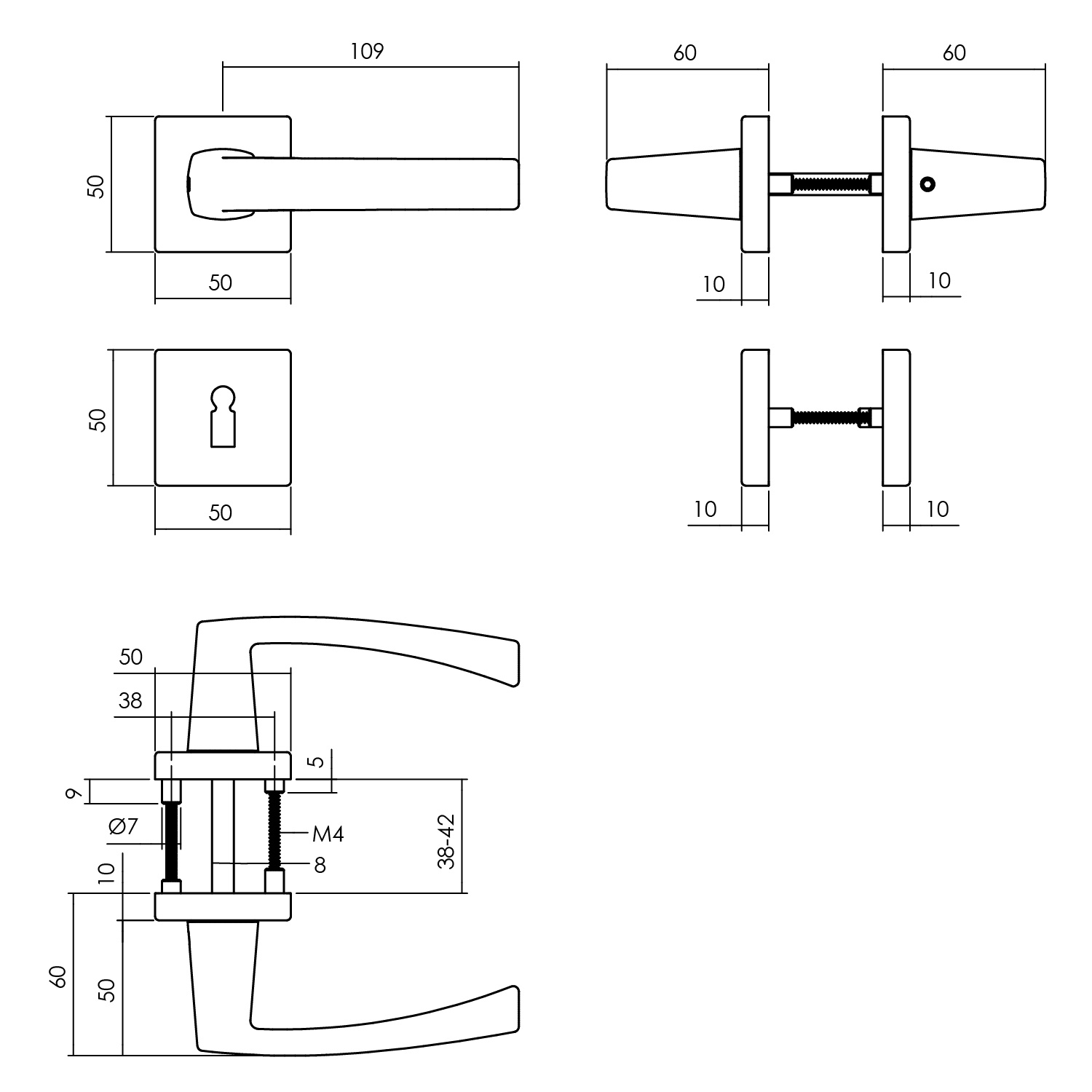 tek. Kruk Moora met sleutelrozet zwart -Intersteel 0023.005703 -Deurbeslag-en-meer.nl