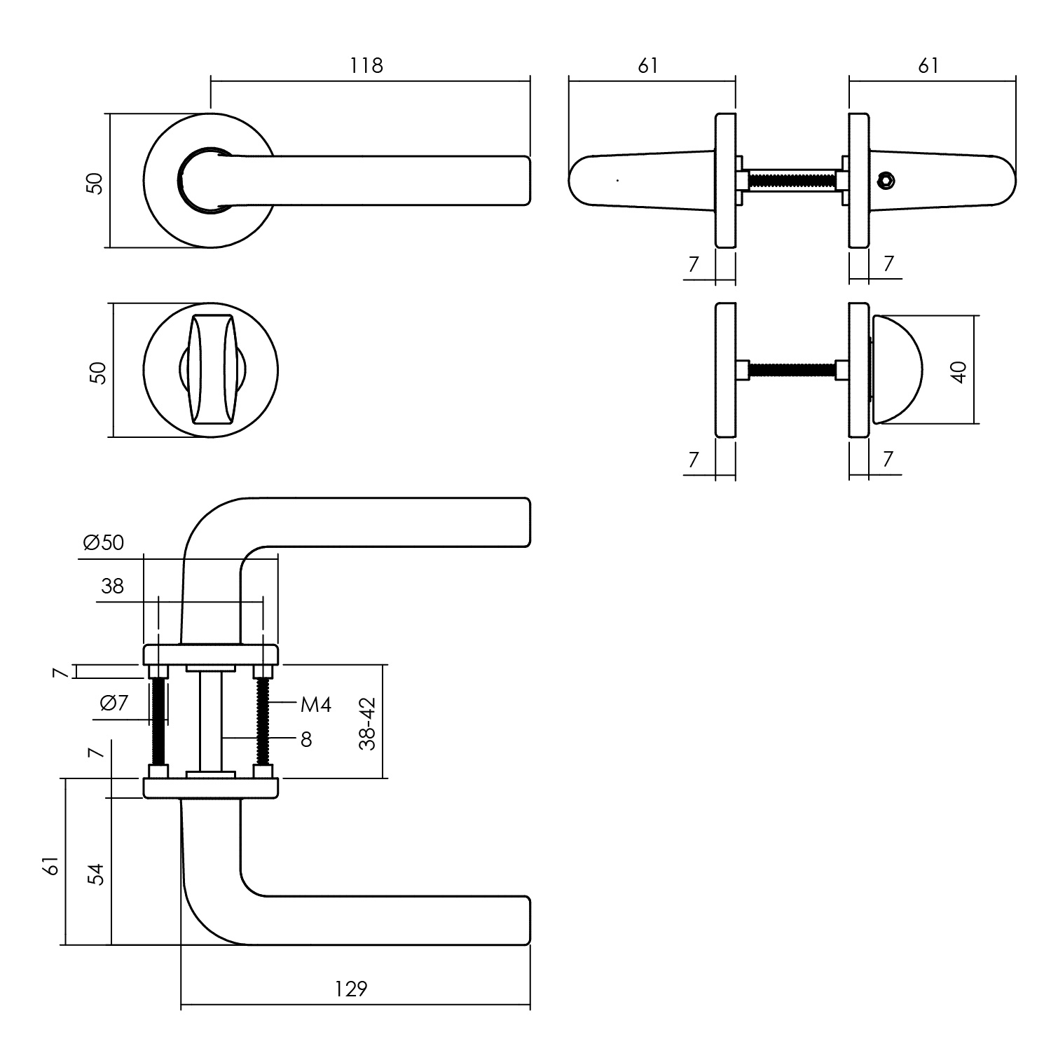 tek. Deurkruk Derby mat zwart met toiletgarnituur -Intersteel 0023.007310 -Deurbeslag-en-meer.nl