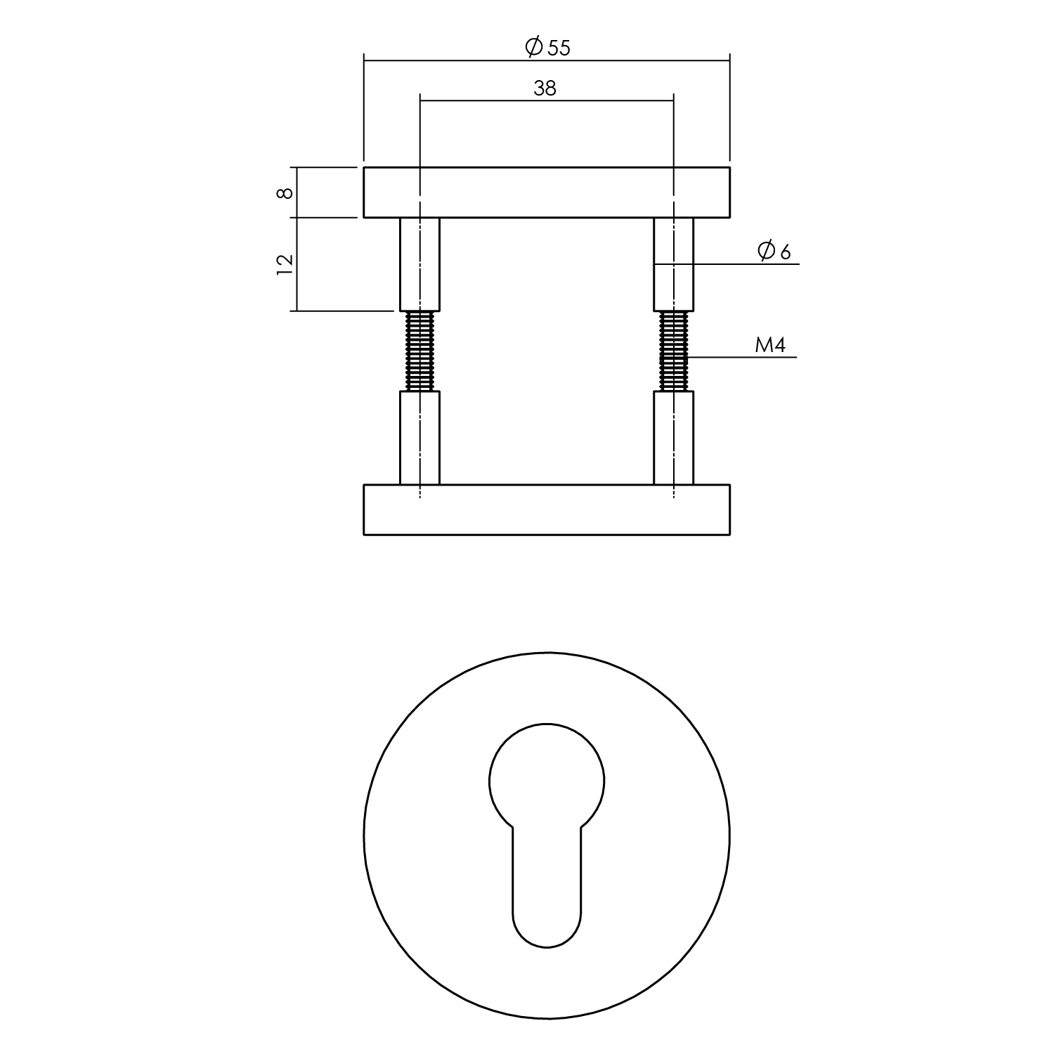 Cilinderrozet set rond 55x8mm verdekt aluminium mat zwart-Deurbeslag-en-meer.nl