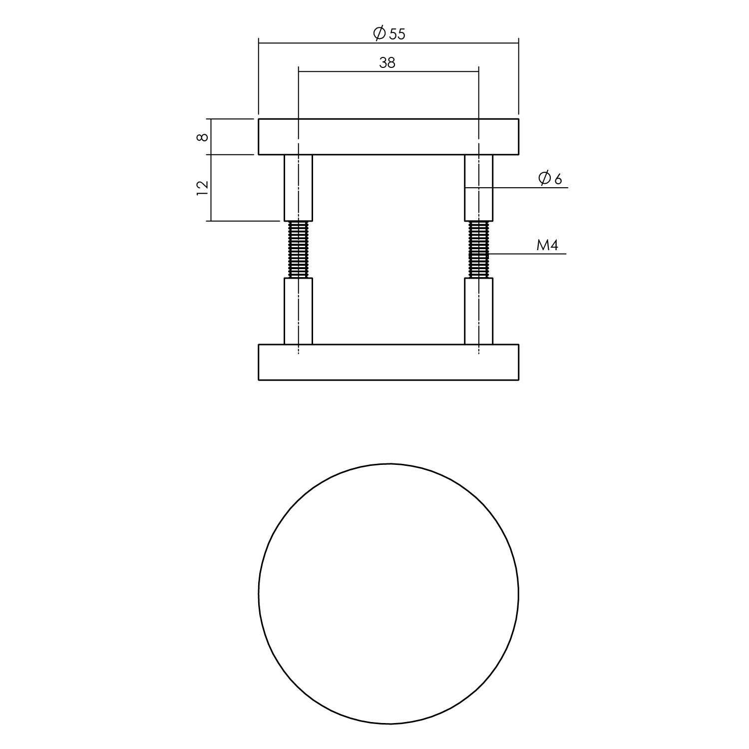 Blindrozet set rond 55x8mm verdekt aluminium mat zwart-Deurbeslag-en-meer.nl