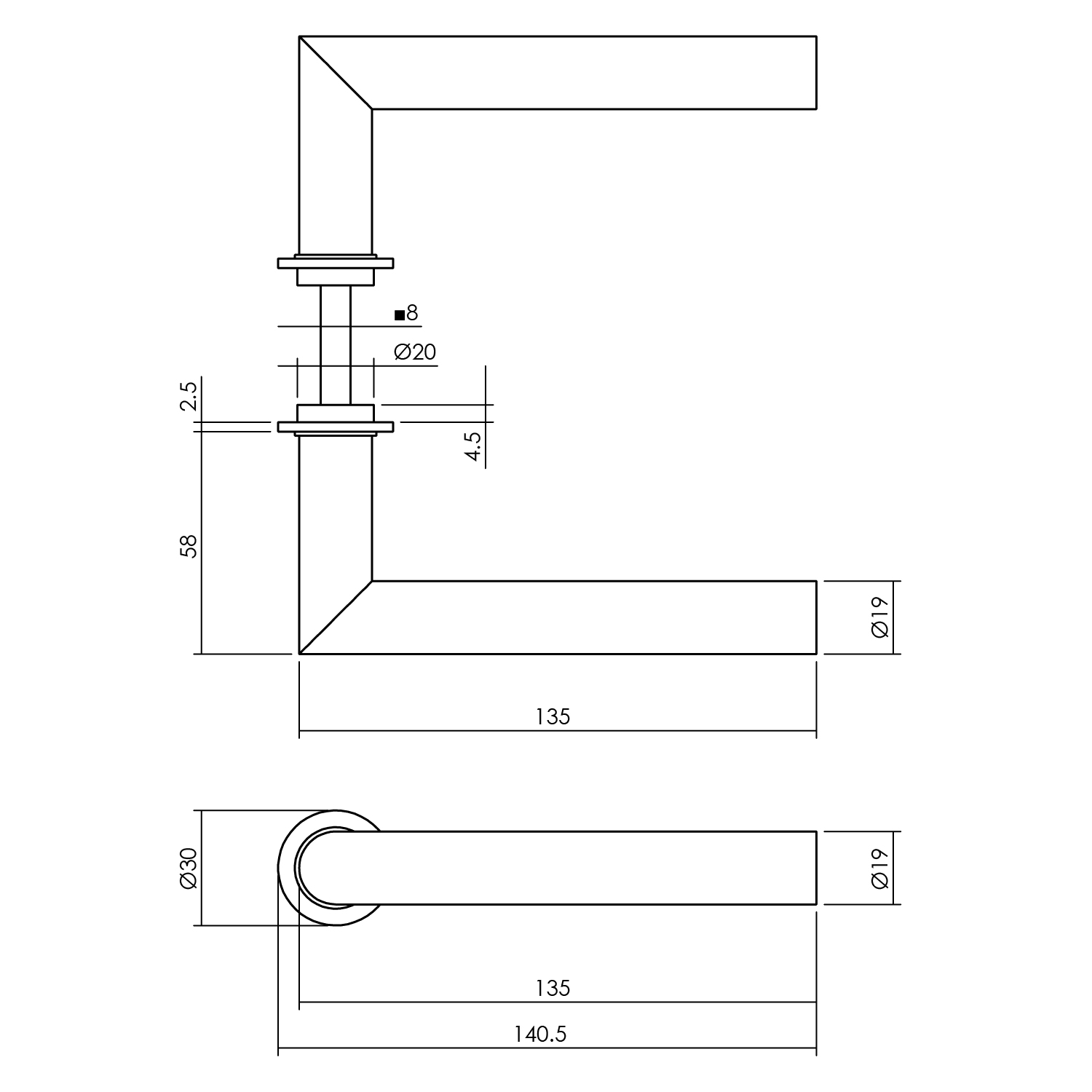 tek. Deurkruk Jura met minimalistische rozet -Intersteel 0023.092002 -Deurbeslag-en-meer.nl