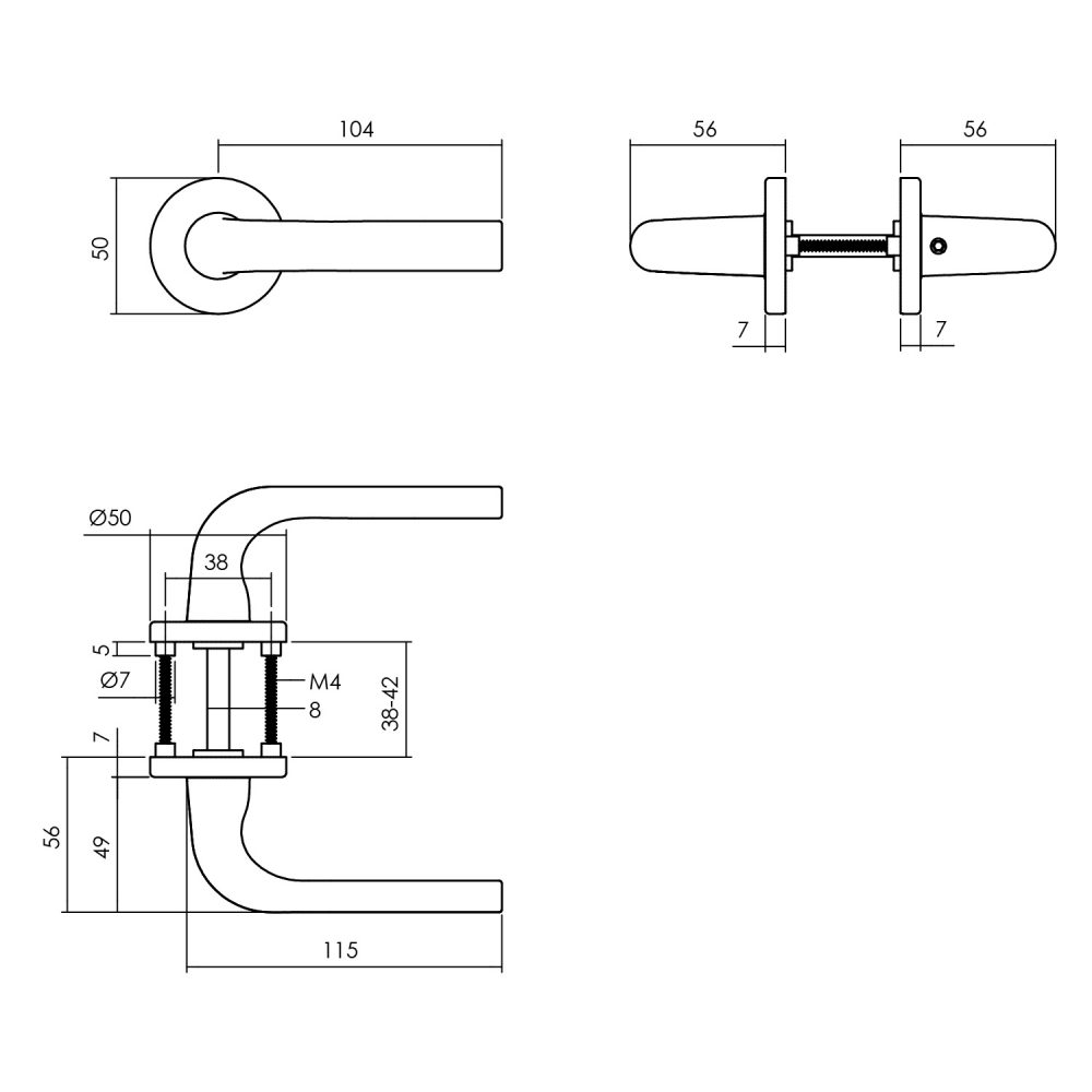 tek.1 Deurbeslagset zwart Eucla met wc-slot -Intersteel 0023.210016 -Deurbeslag-en-meer.nl