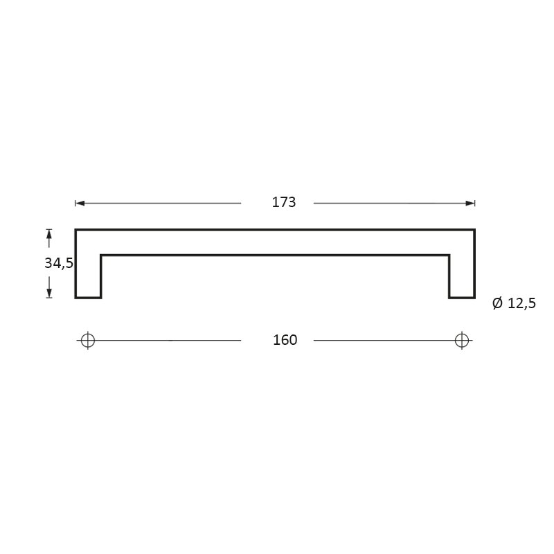 tek. Meubelgreep 173mm boormaat 160mm zwart -Intersteel 0023.892653 -Deurbeslag-en-meer.nl