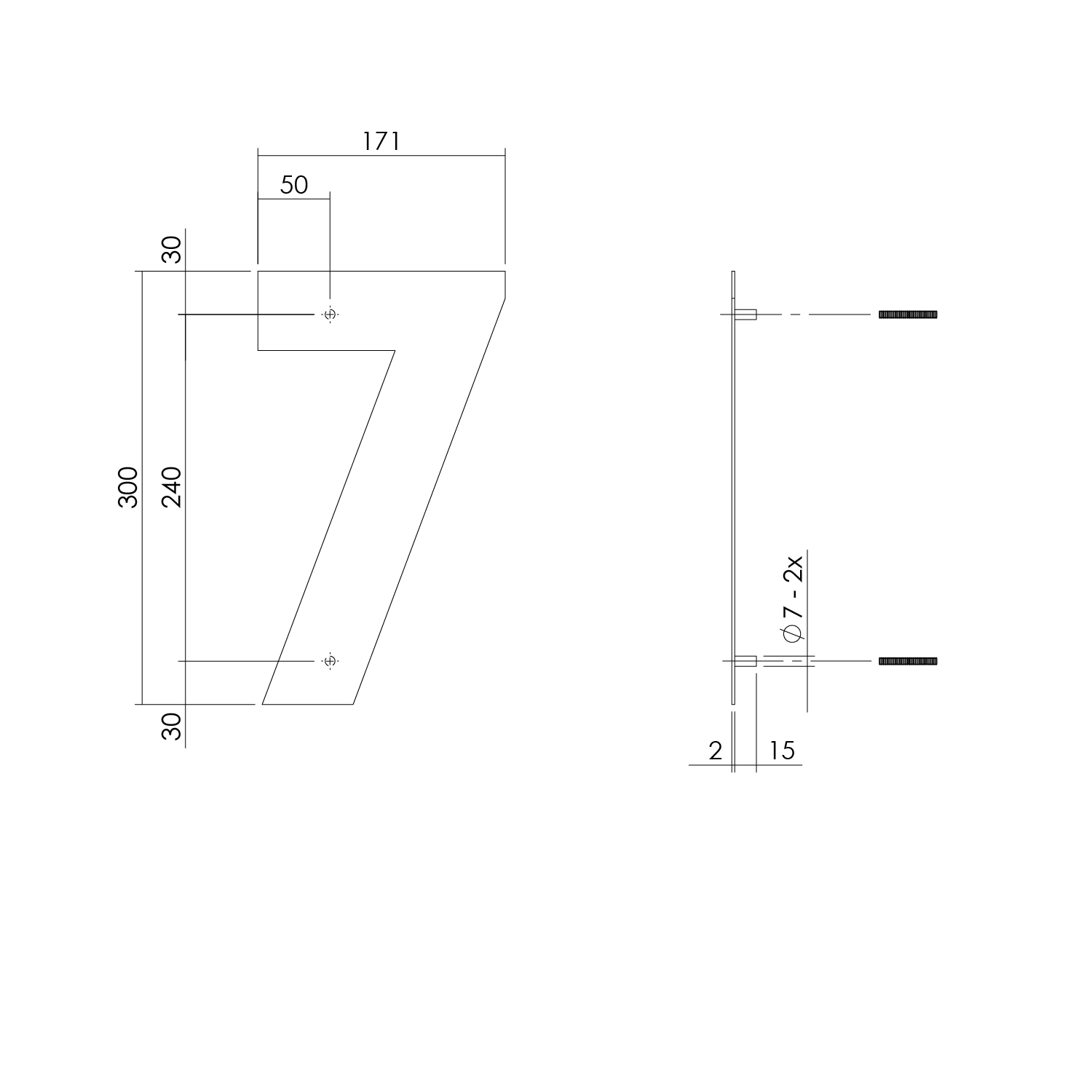 Huisnummer 7 XL hoogte 30 cm RVS geborsteld -Intersteel 0035.402117 -Deurbeslag-en-meer.nl