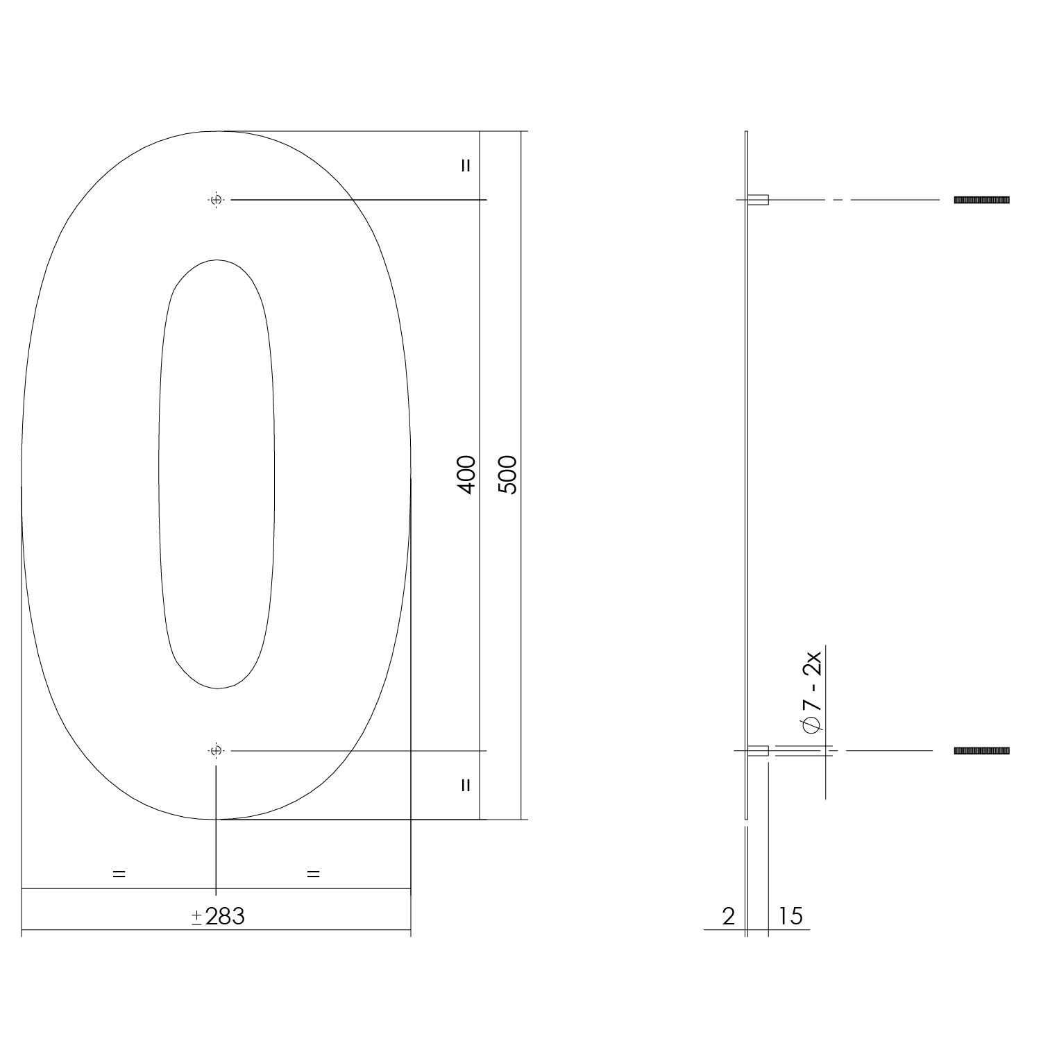 tek. Huisnummer 0 XXL hoogte 50 cm RVS geborsteld -Intersteel 0035.402120 -Deurbeslag-en-meer.nl