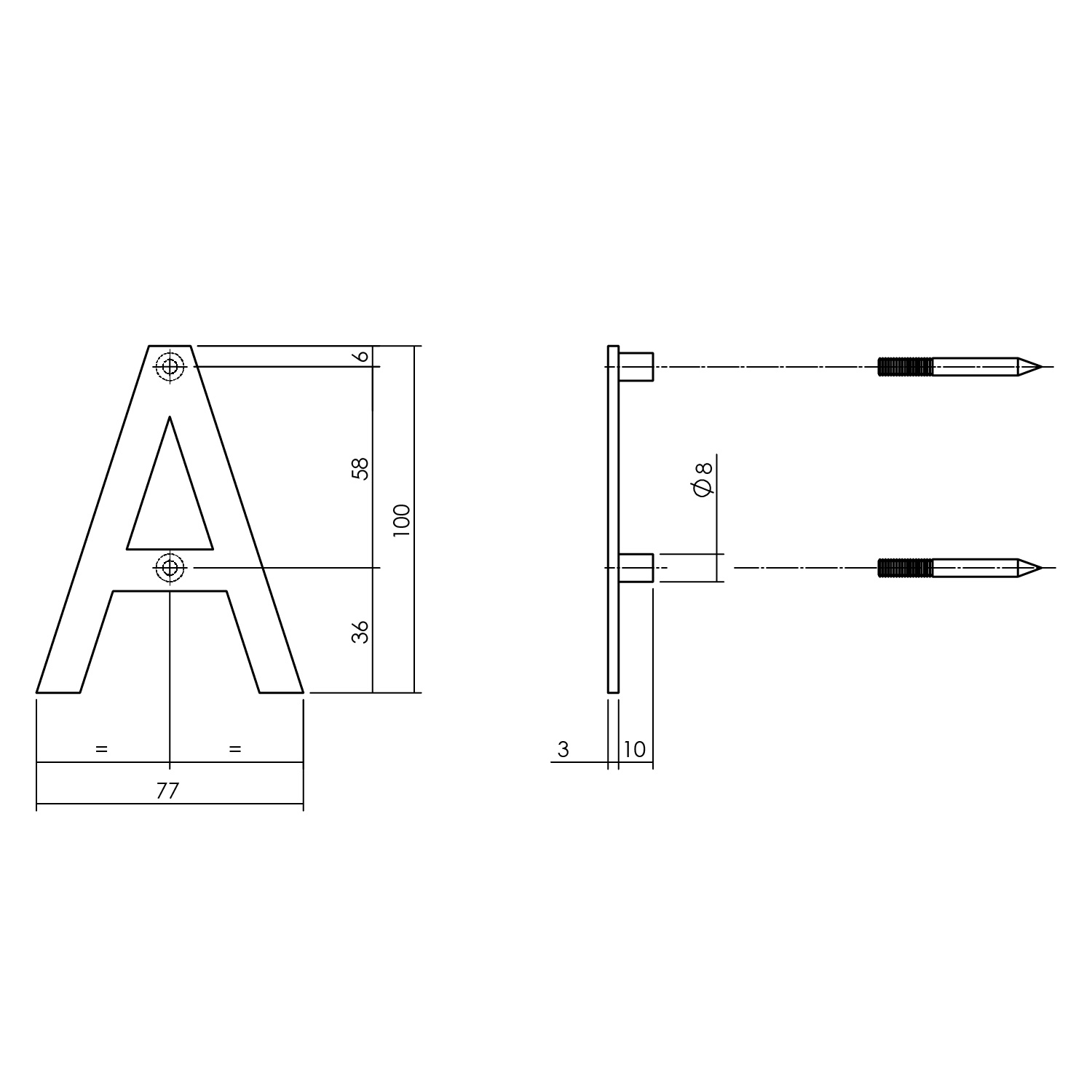 tek. Huisletter A 100 mm zwart -0023.402601 -Deurbeslag-en-meer.nl