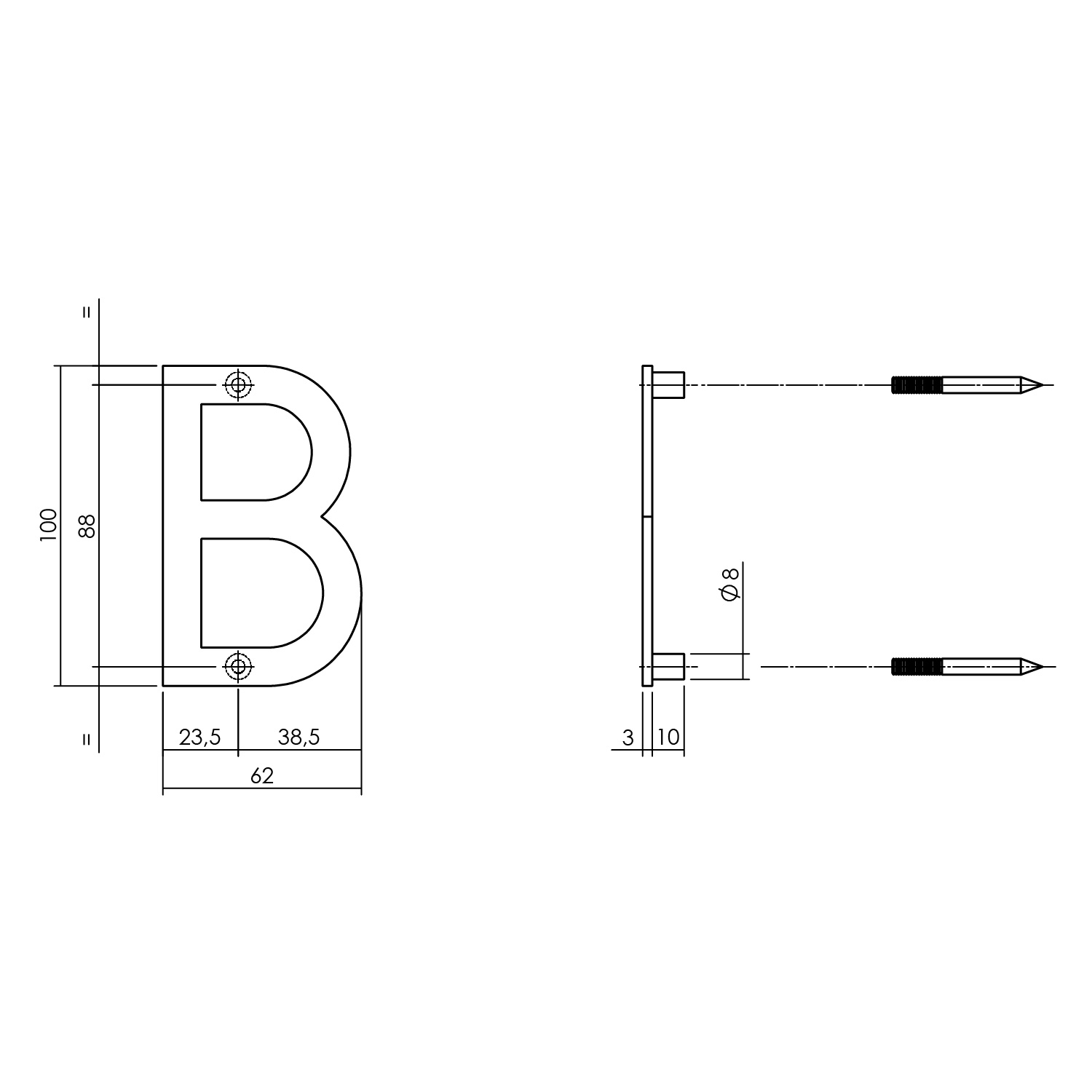 tek. Huisletter B 100 mm zwart -0023.402602 -Deurbeslag-en-meer.nl