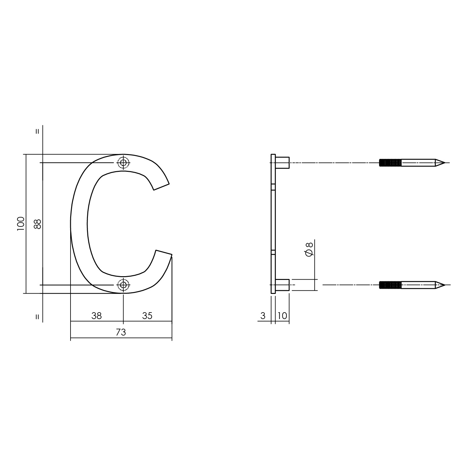 Huisletter C 100 mm zwart -0023.402603 -Deurbeslag-en-meer.nl