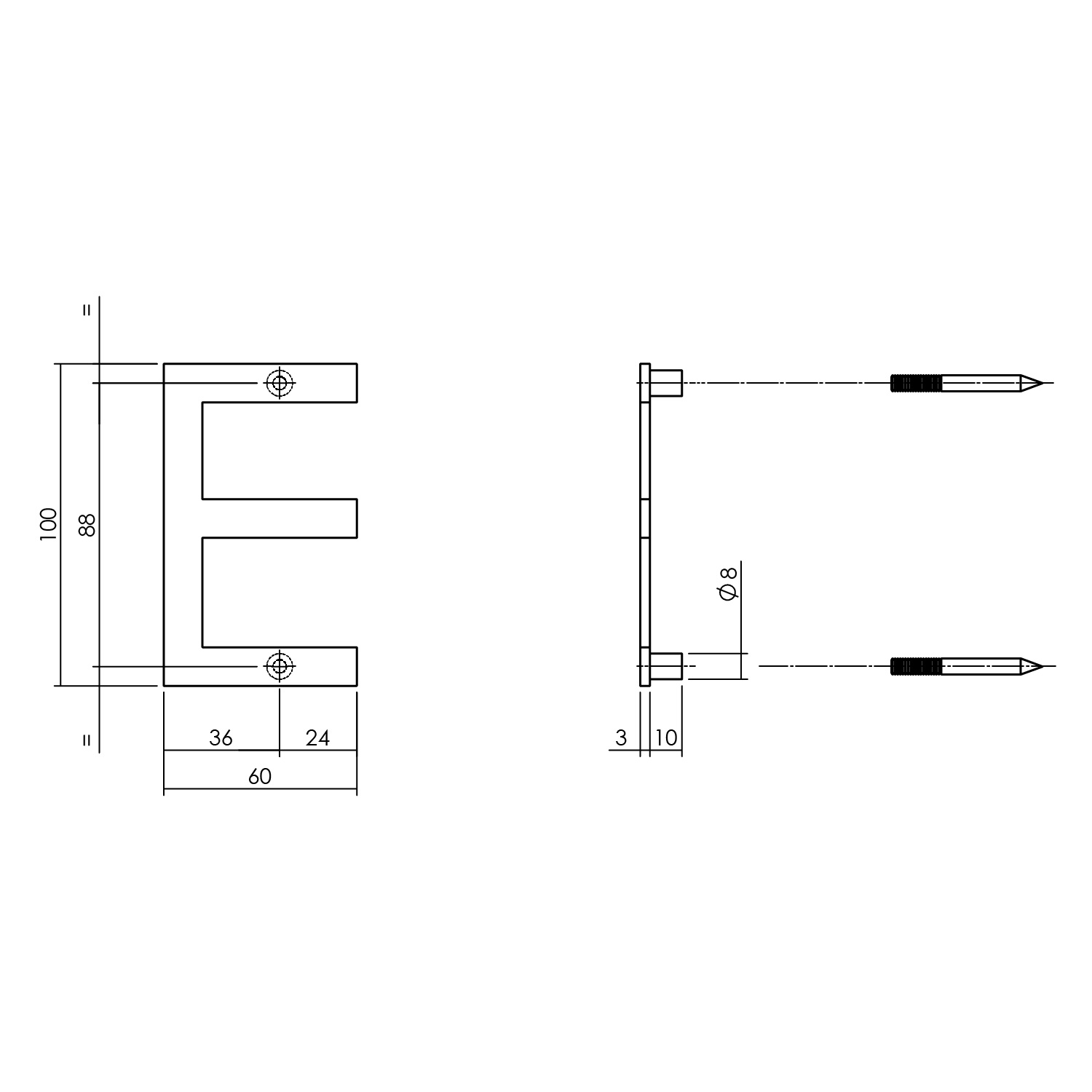 Huisletter E 100 mm zwart - Deurbeslag-en-meer.nl