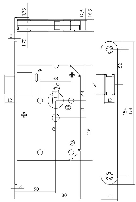 tek.2 Deurbeslagset zwart Eucla met loopslot -Intersteel 0023.210015 -Deurbeslag-en-meer.nl