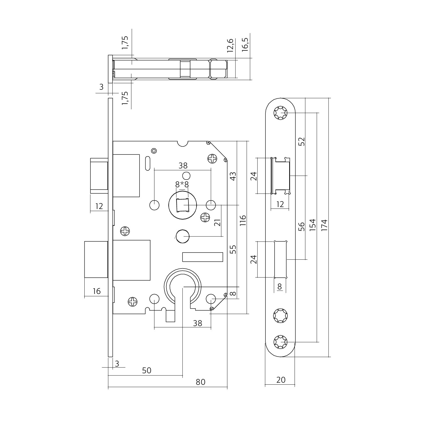 tek. Woningbouw cilinder dag- en nachtslot zwart 55 mm -Intersteel 0094.954729 -Deurbeslag-en-meer.nl