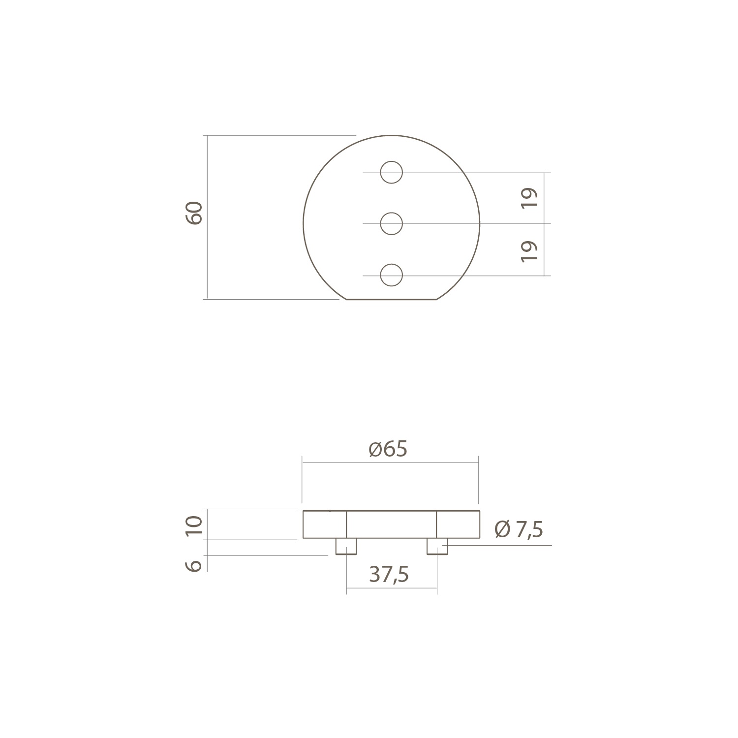 Verhogingsschijf 10mm tbv deurstopper 0035.442100