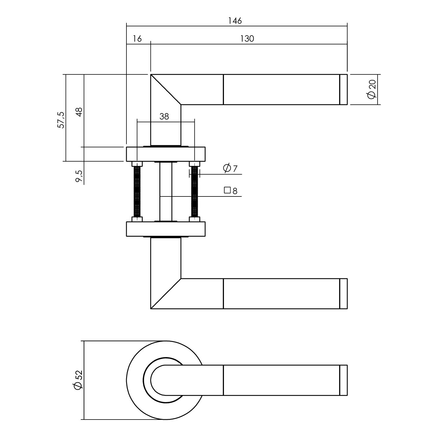 tek. Deurkruk Bastian op ronde rozet Ø52 mm antracietgrijs -Intersteel 0029.169302 -Deurbeslag-en-meer.nl