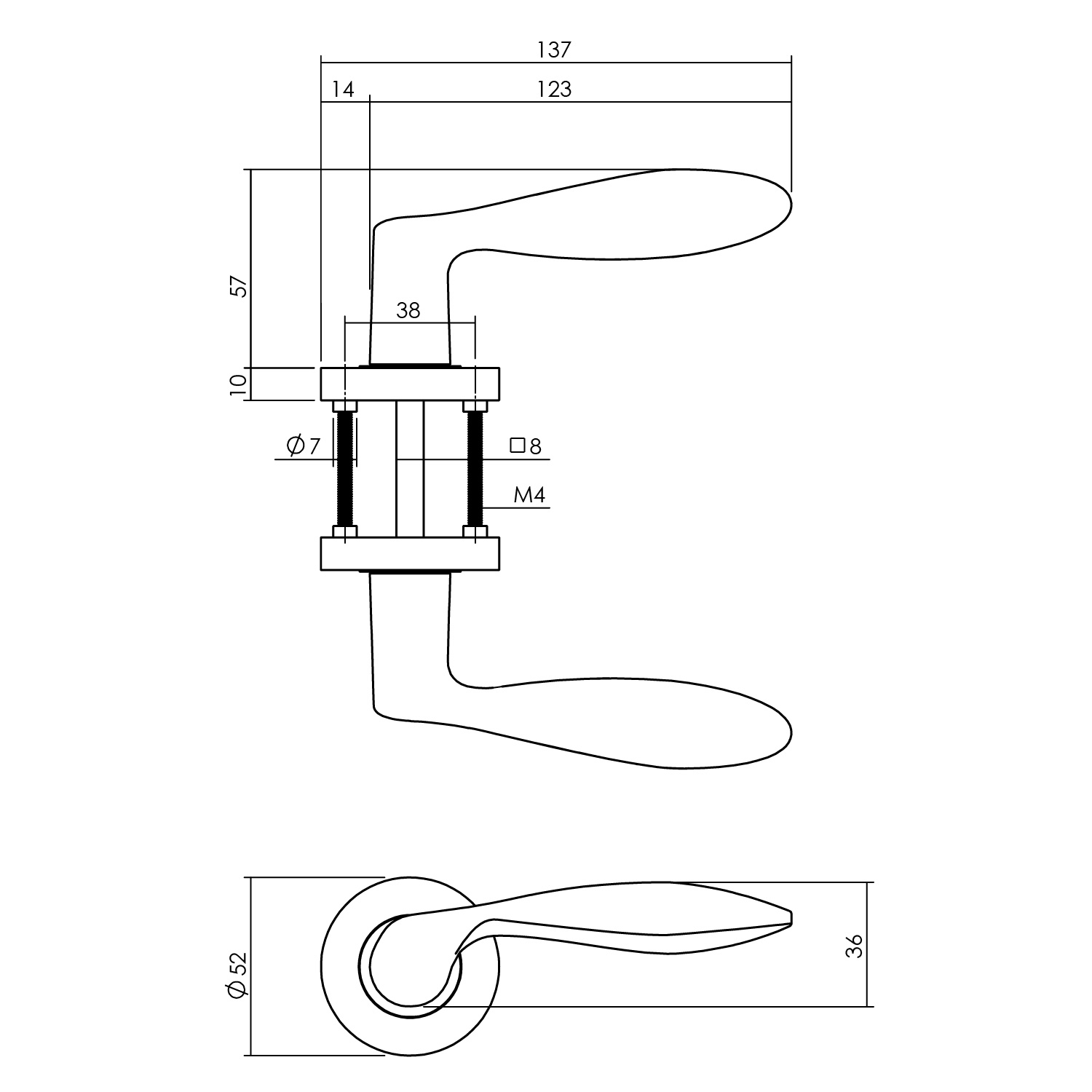 tek. Deurkruk George op rond rozet 52 mm antracietgrijs -Intersteel 0029.169502 -Deurbeslag-en-meer.nl