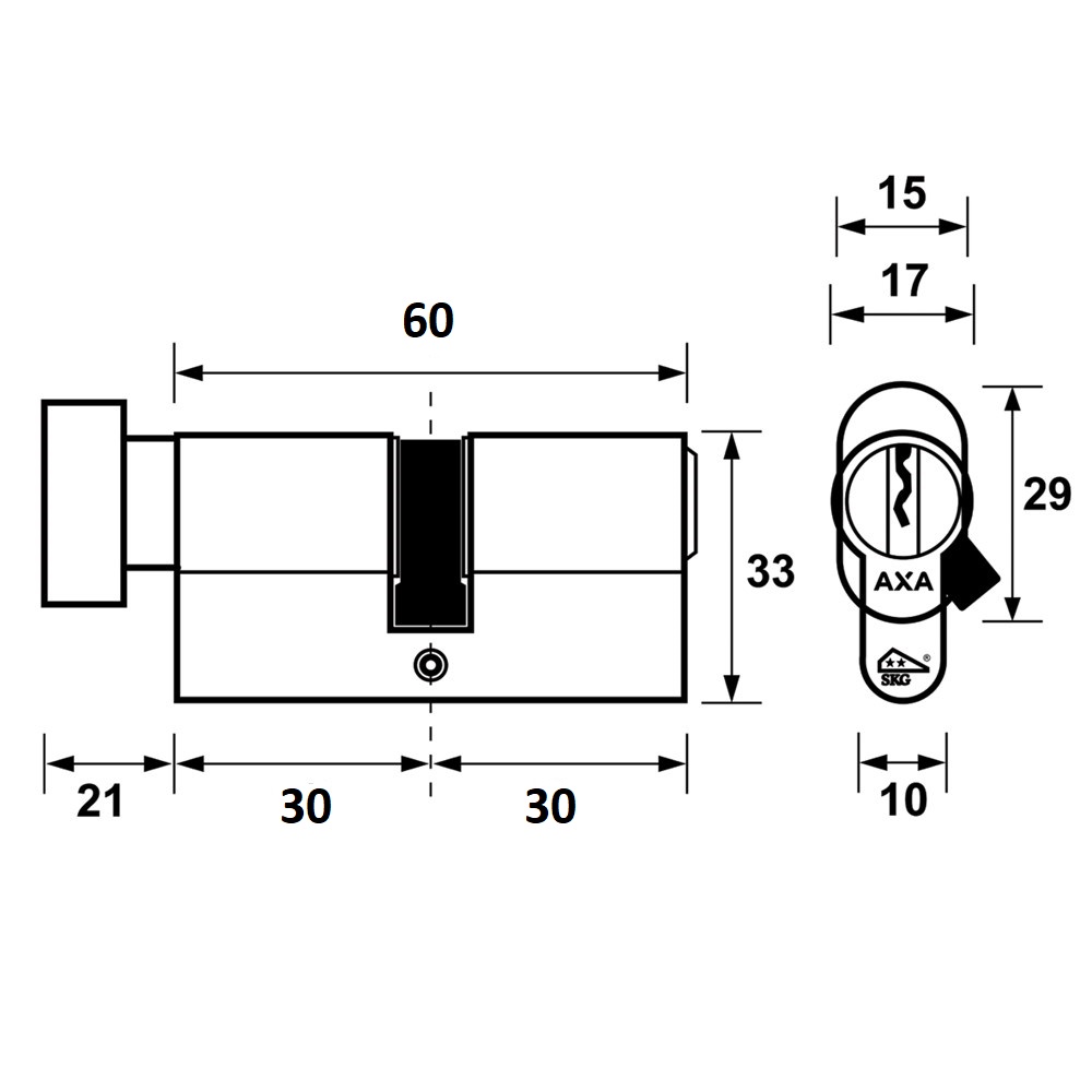 Knopcilinder AXA Security SKG** K30/30