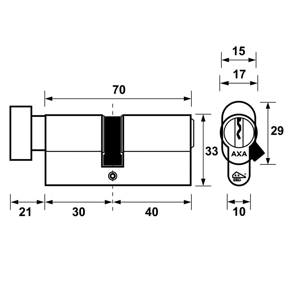 Knopcilinder AXA Security SKG** K30/40