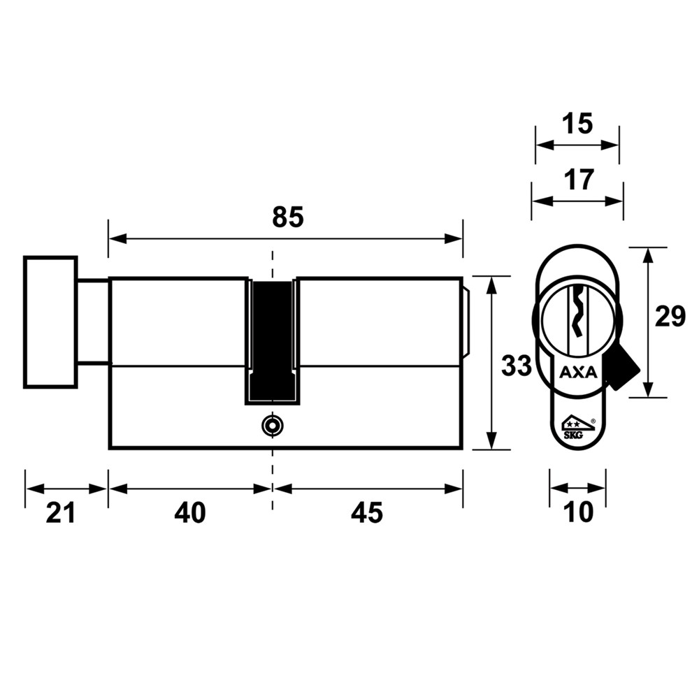 Knopcilinder AXA Security SKG** K40/45