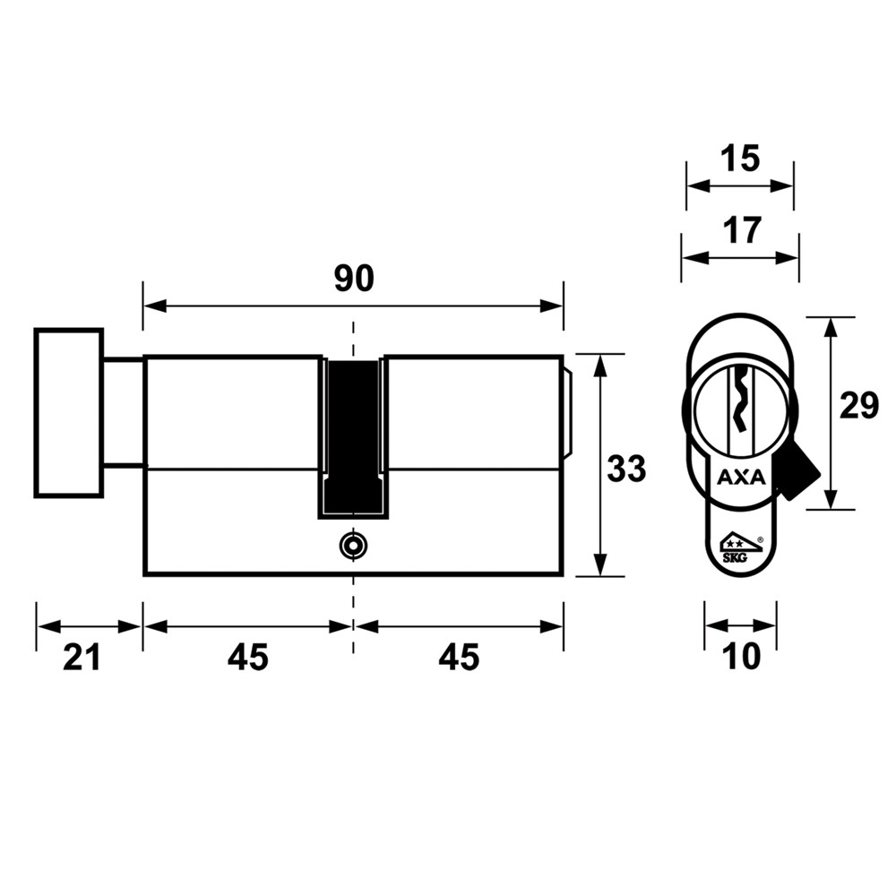 Knopcilinder AXA Security SKG** K45/45