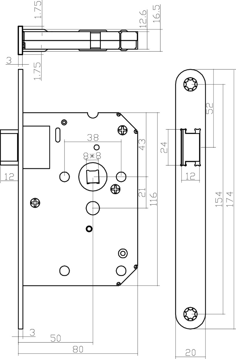 Tek. deurbeslagset messing titaan PVD Bau-Stil met wit loopslot - 0013.174198 - Deurbeslag-en-meer.nl