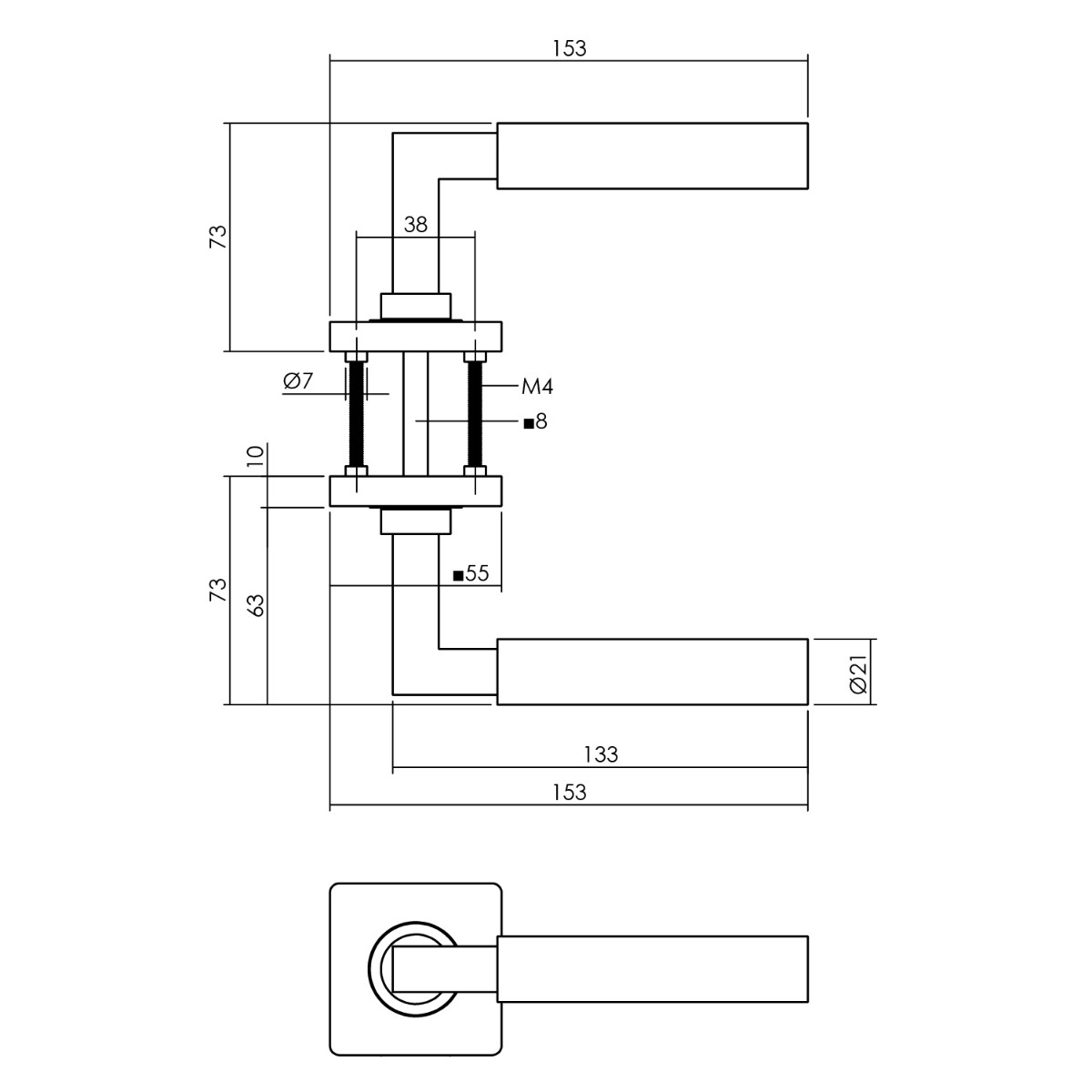 Tek. deurbeslagset messing titaan PVD Bau-Stil met wit loopslot - 0013.174198 - Deurbeslag-en-meer.nl