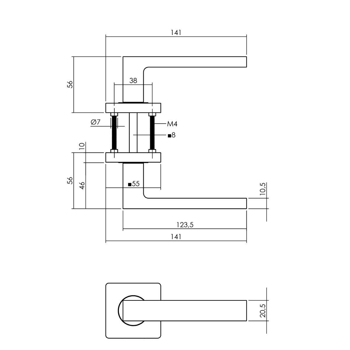 Tek. deurbeslagset mat zwart kruk Hera met wc-slot - 0023.171399 - Deurbeslag-en-meer.nl