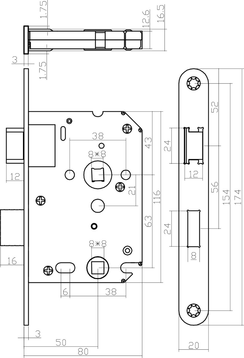 Tek. deurbeslagset mat zwart kruk Bau-Stil met wc-slot - 0023.174199 - Deurbeslag-en-meer.nl