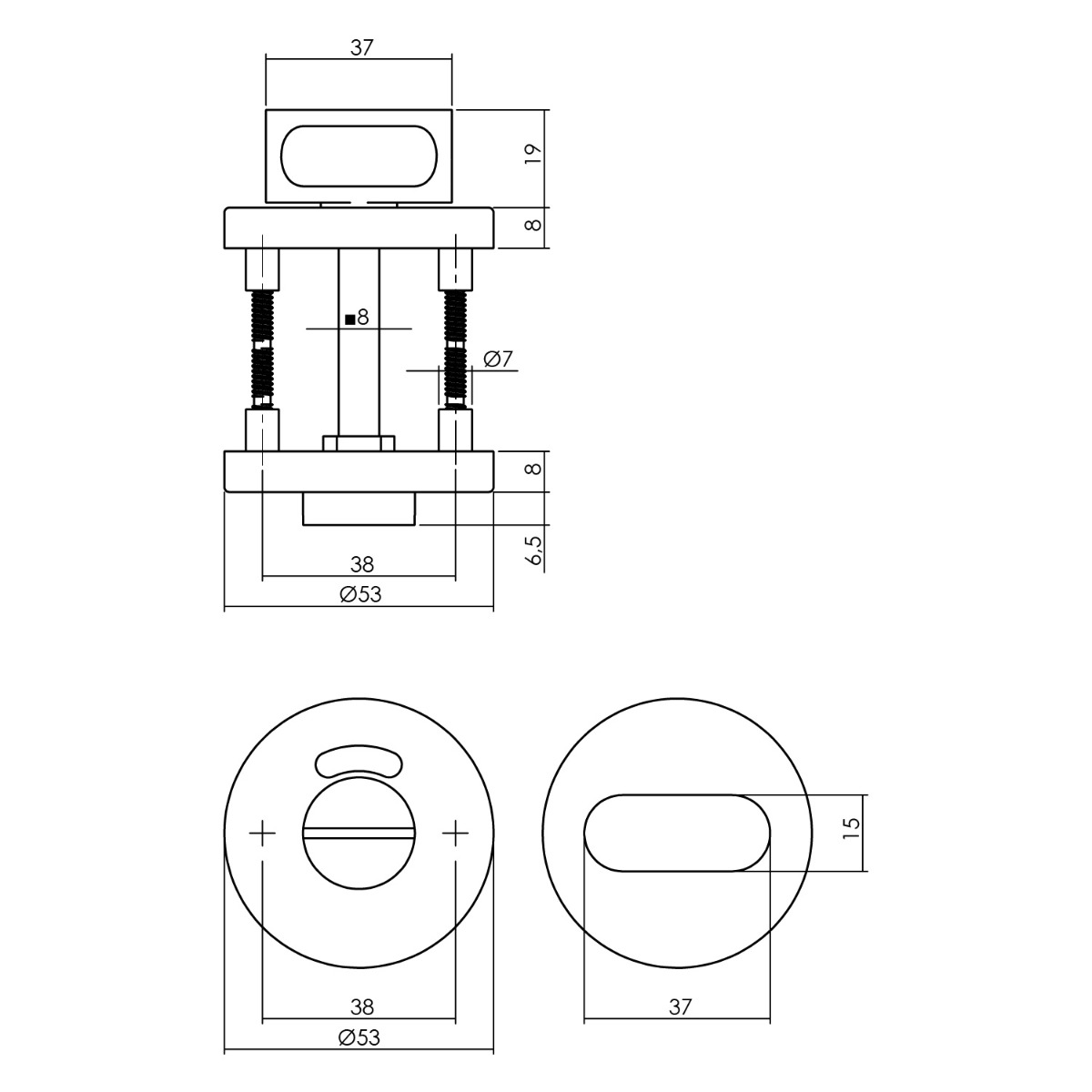 Tek. deurbeslagset RVS kruk Lisa 90° met wit wc-slot - 0035.124099 - Deurbeslag-en-meer.nl