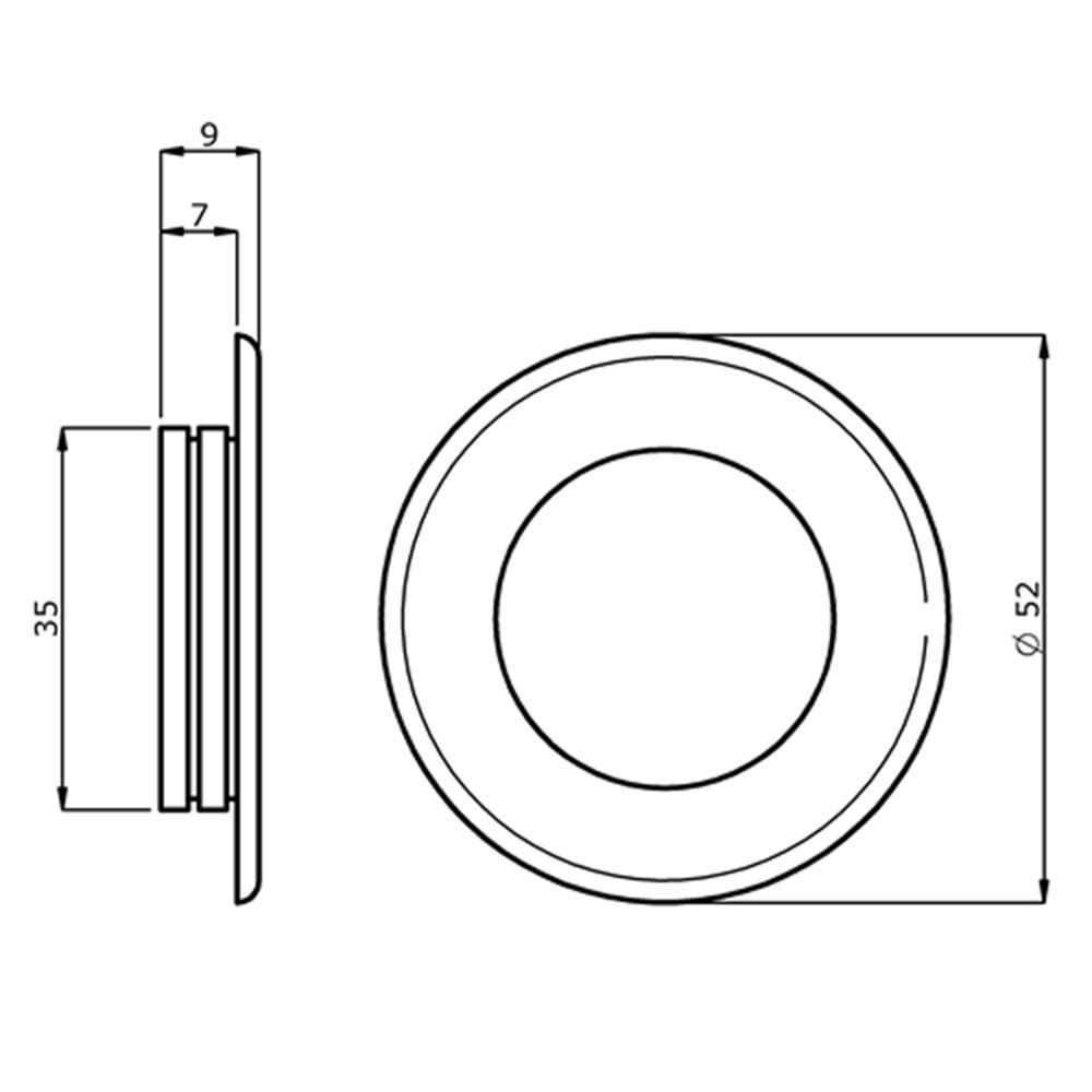 Schuifdeurkom rond 52mm aluminium F1 - Deurbeslag-en-meer.nl