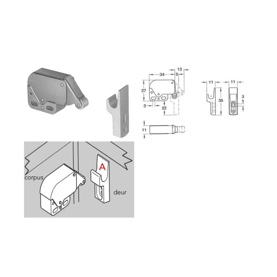 Tek. Duwspringslot Tip-latch mini_1 - Deurbeslag-en-meer