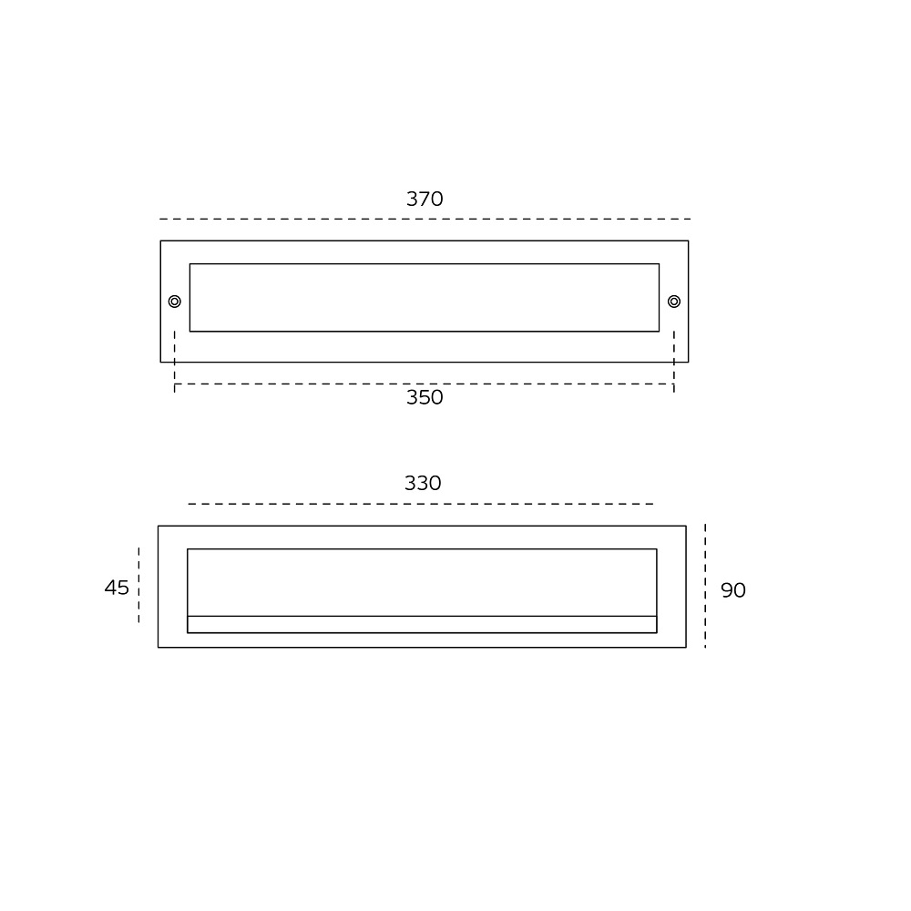 Briefplaat rechthoek RVS 370x90mm - Deurbeslag-en-meer.nl