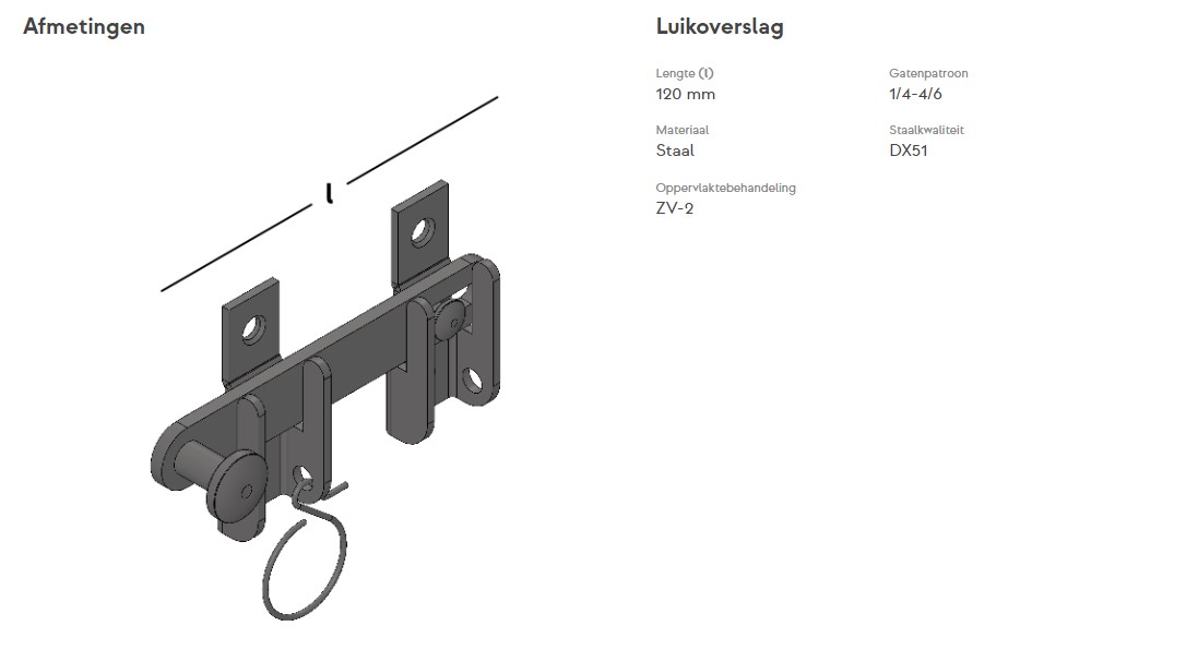 Luikoverslag 120mm Zwart verzinkt - Deurbeslag-en-meer.nl