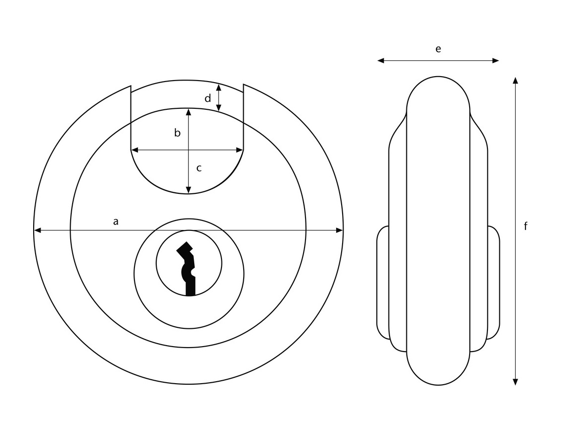 Technische tekening Abus Diskusslot - Deurbeslag-en-meer.nl