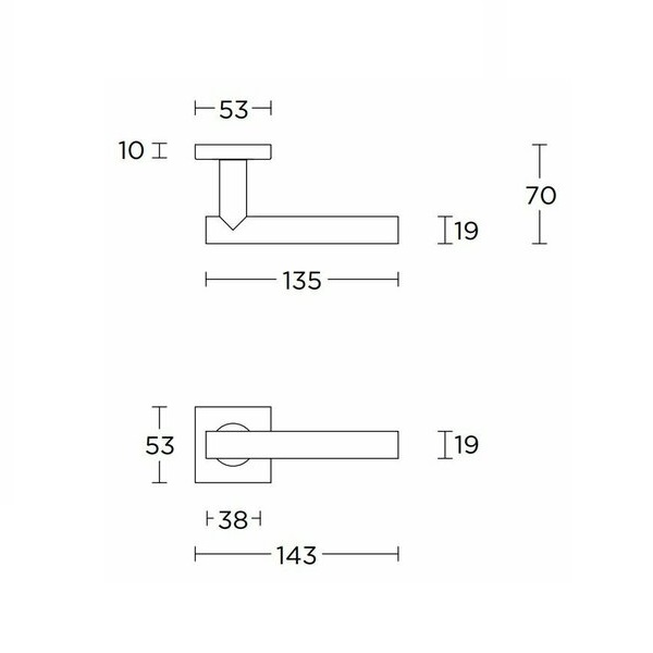 Tek. deurkruk LB7-19BSQ PVD licht brons op vierkant rozet - Formani 1501D250BLXX0BS - Deurbeslag-en-meer.nl