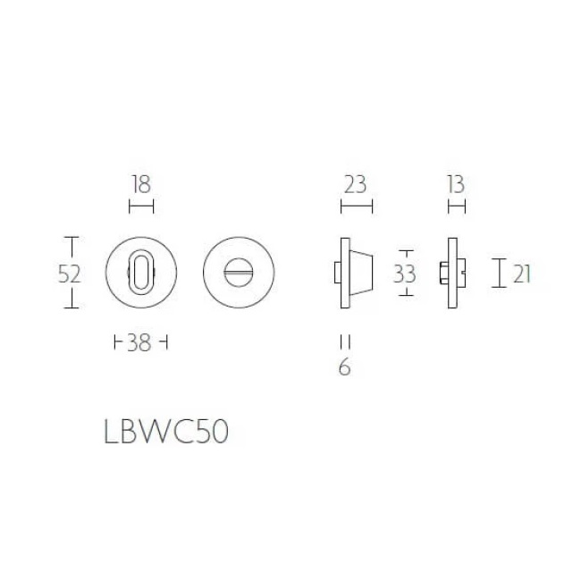 Tek. toiletgarnituur LBWC50-ZI PVD licht brons rond 52x6mm - Formani 1501T020BLXXUZI - Deurbeslag-en-meer.nl