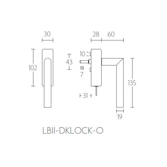 Tek. raamkruk afsluitbaar LB2-19-DKLOCK-O PVD licht brons haaks - Formani 1503D103BLXX0 - Deurbeslag-en-meer.nl