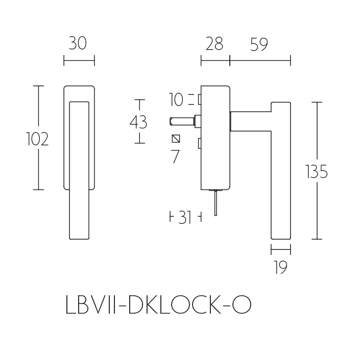 Tek. raamkruk afsluitbaar LB7-19-DKLOCK-O PVD licht brons - Formani 1503D110BLXX0 - Deurbeslag-en-meer.nl