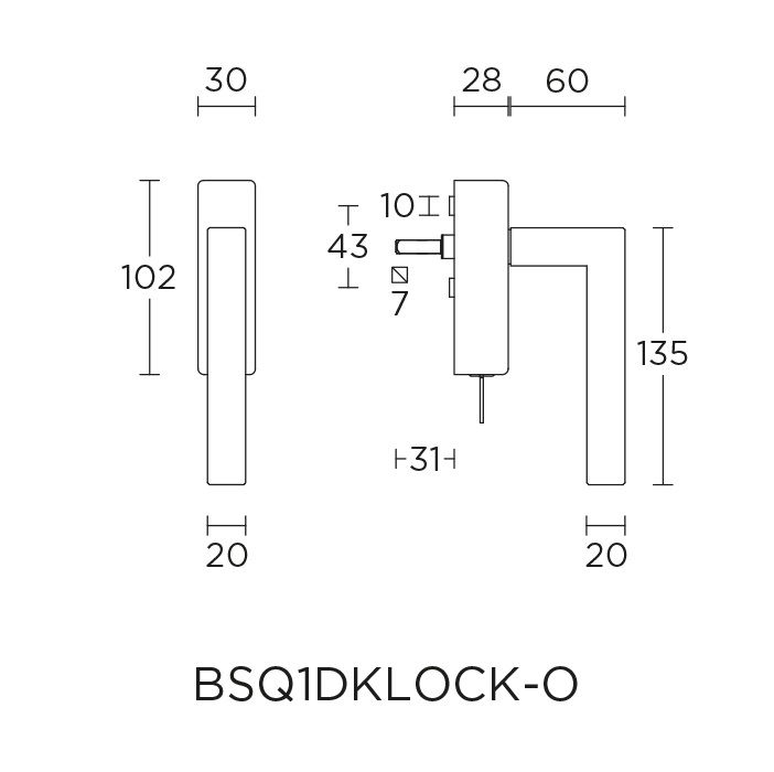 Tek. raamkruk afsluitbaar BSQ1-DKLOCK-O PVD licht brons - Formani 1503D125BLXX0 - Deurbeslag-en-meer.nl