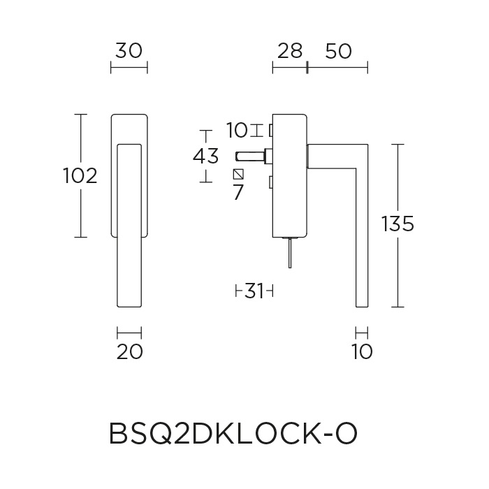 Tek. raamkruk afsluitbaar BSQ2-DKLOCK-O PVD licht brons - Formani 1503D126BLXX0 - Deurbeslag-en-meer.nl