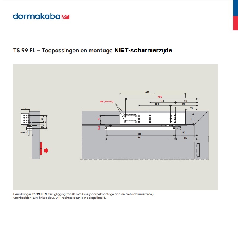 Tek. Dorma deurdranger TS 99 FL zilver vrijloop - Dorma 53320201_3 - Deurbeslag-en-meer