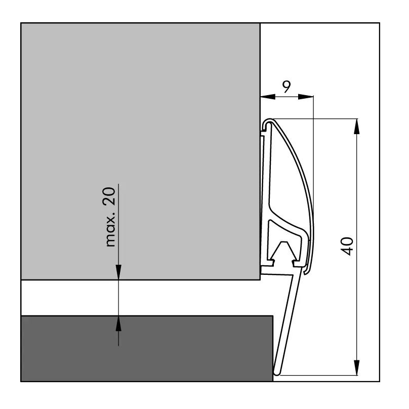 Tek. Dorpelprofiel Inox de Luxe RVS 100cm met afdichtingslip - Ellen 030200250 - Deurbeslag-en-meer