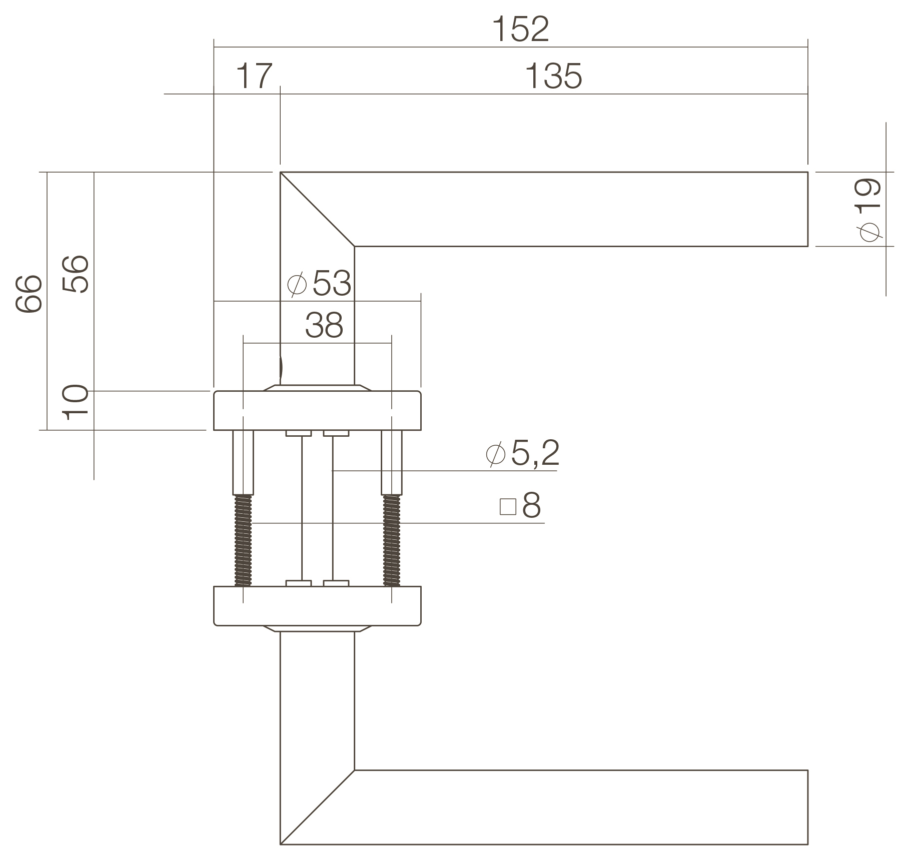 Tek. deurkruk Jura op rond rozet PVD messing getrommeld - Intersteel 0011.058302 - Deurbeslag-en-meer.nl