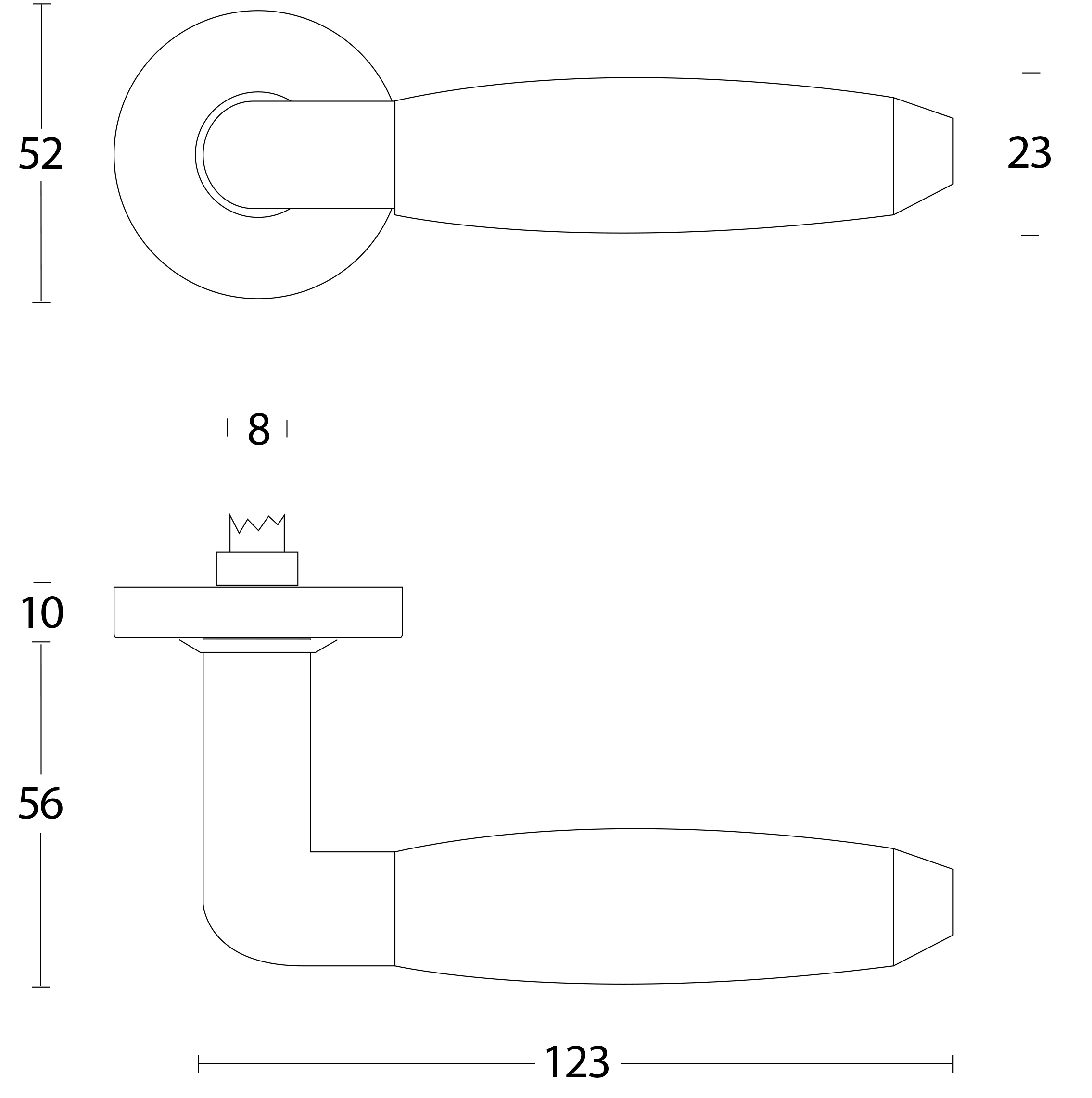 Tek. deurkruk Combinatie op rond rozet PVD messing getrommeld/zwart - Intersteel 0011.064002 - Deurbeslag-en-meer.nl