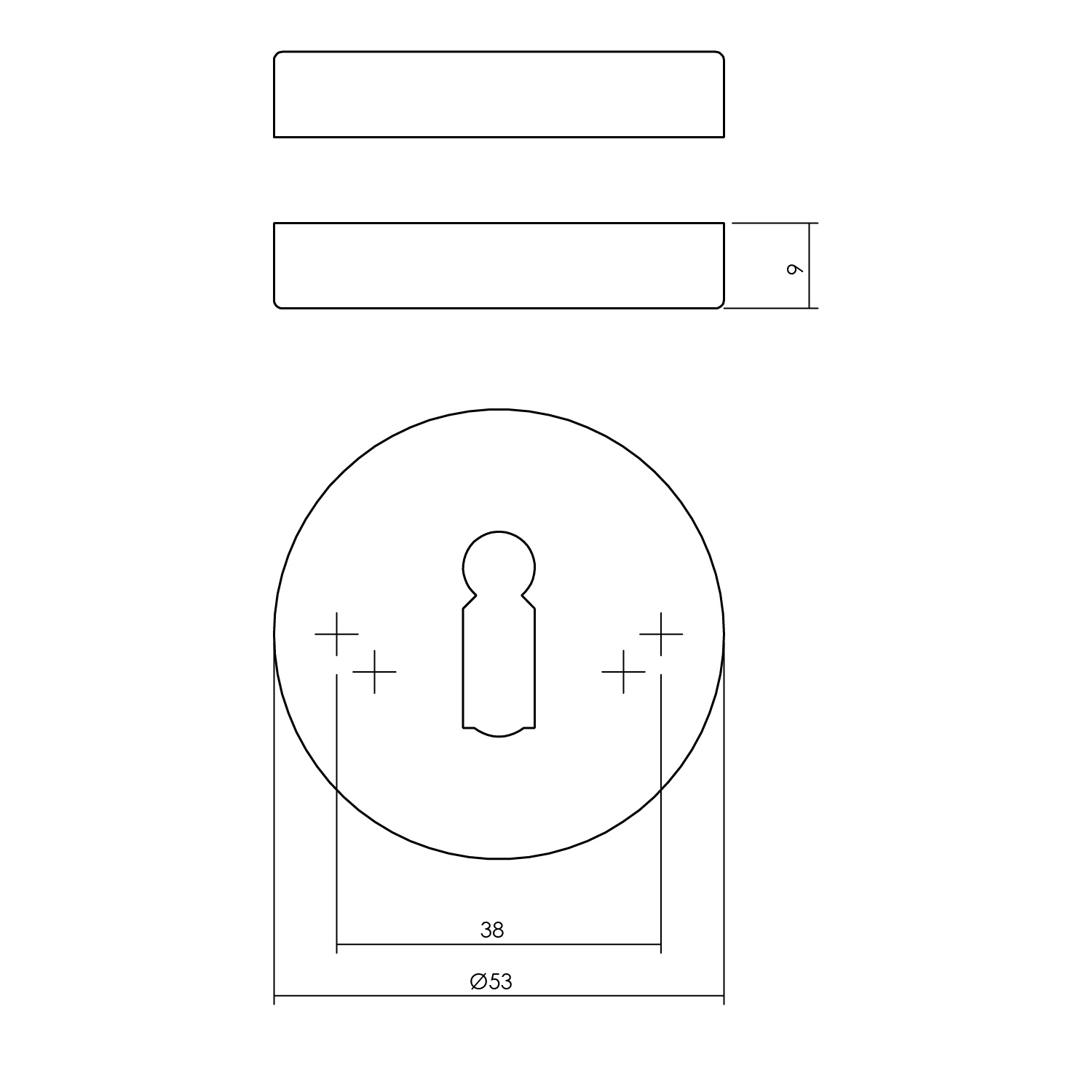 Tek. sleutelrozet rond 53x9mm verdekt PVD messing getrommeld - Intersteel 0011.341086 - Deurbeslag-en-meer.nl